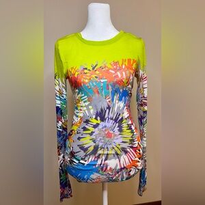 BCBGMaxAzria Multicolor Abstract Long Sleeve Top